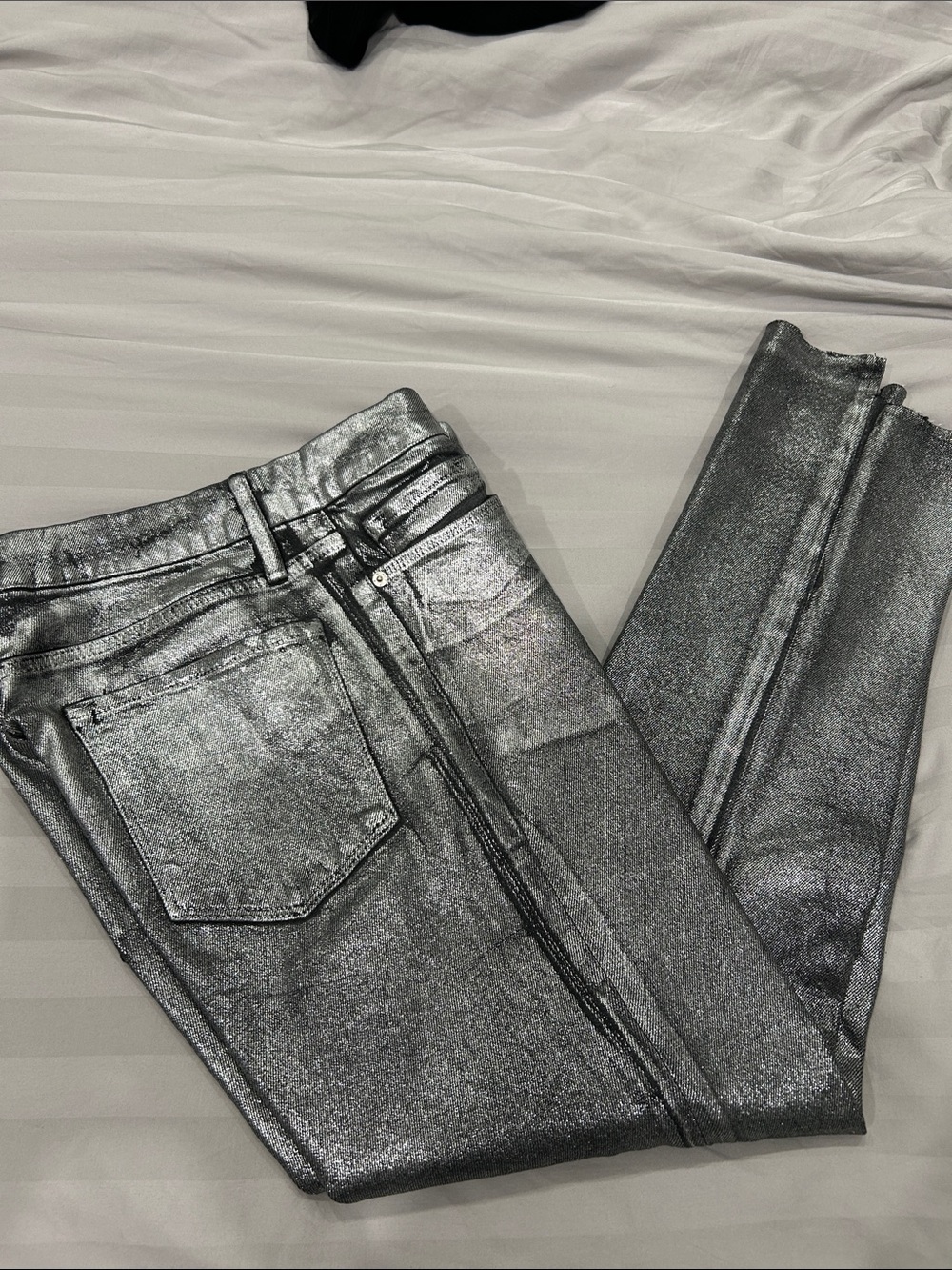 Frame Denim Metallic Silver Jeans 29